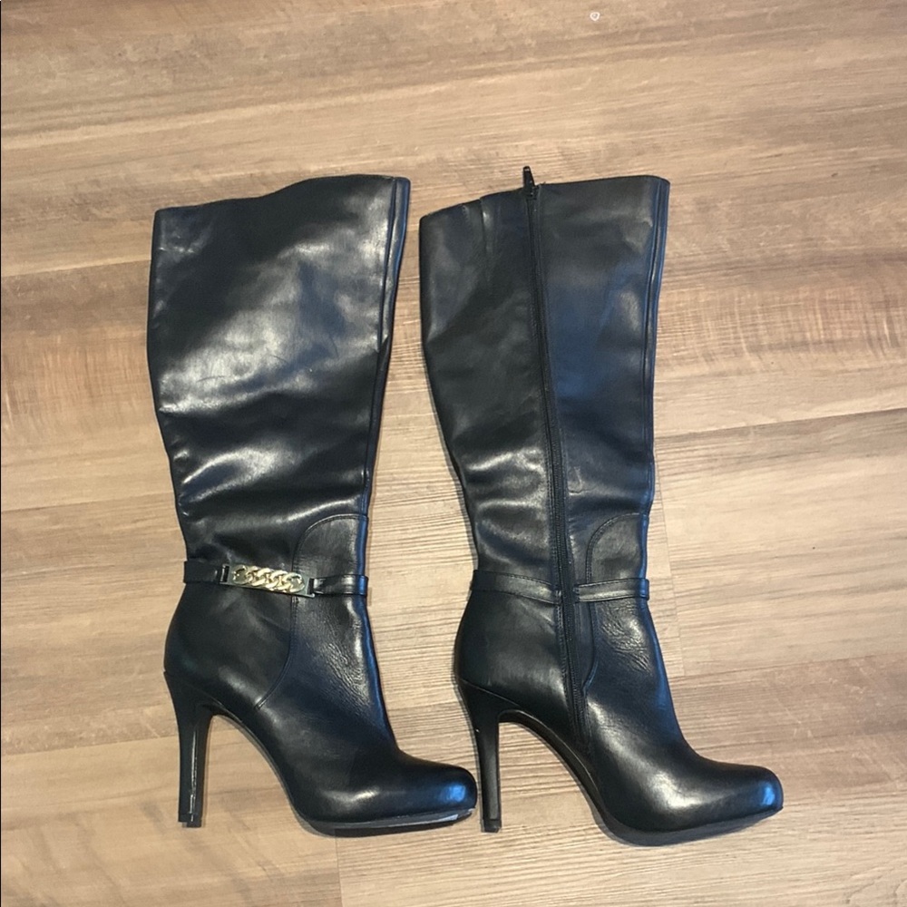 Alfani Black Leather Knee-High Boots Size 7.5